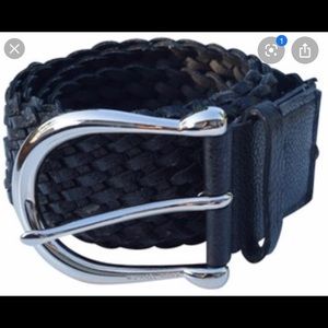 Michael Kors genuine leather woven horsebit belt